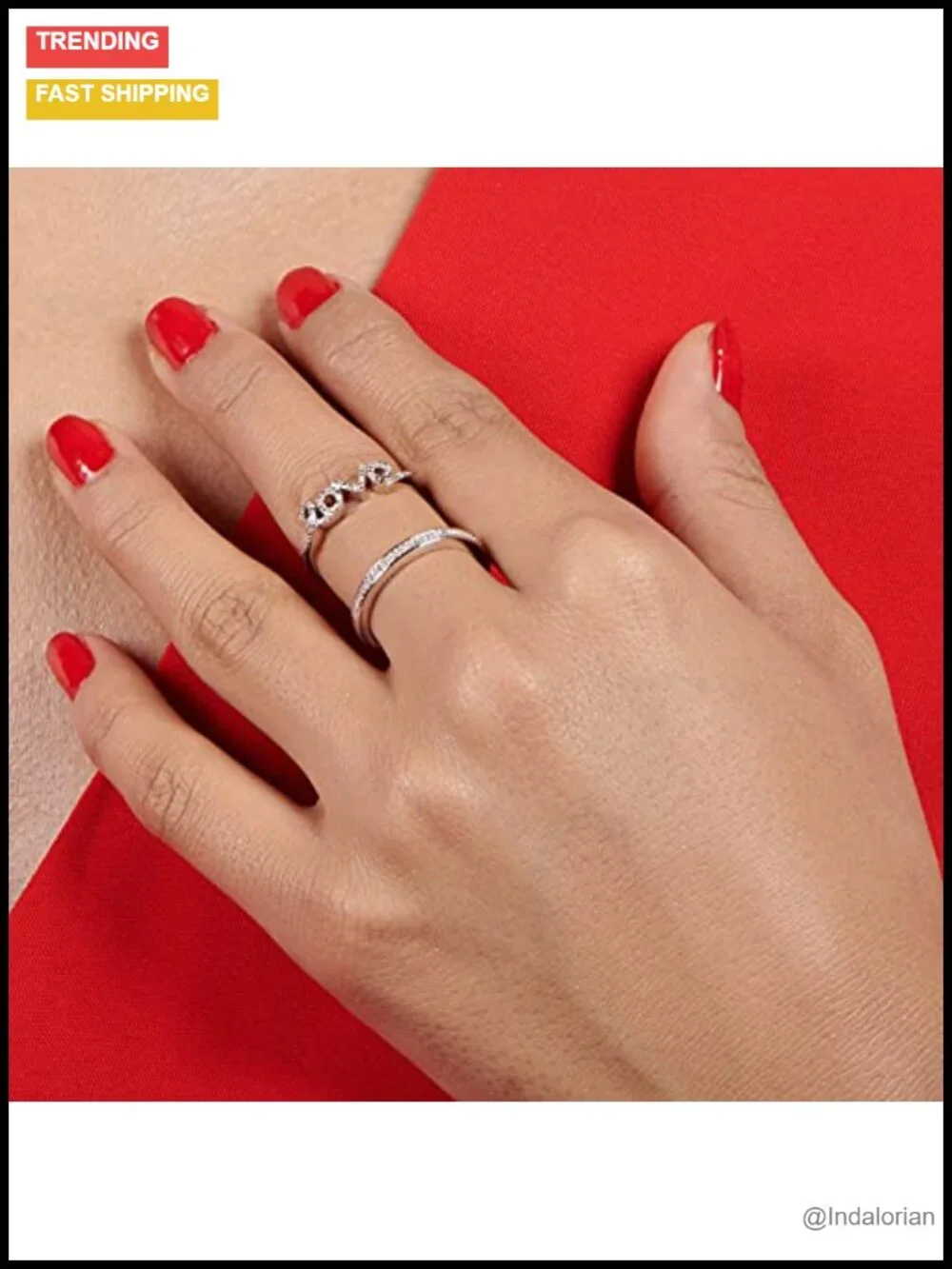 Sterling Silver Love Ring Natural White Diamond Accents Heart Cut-Out Design